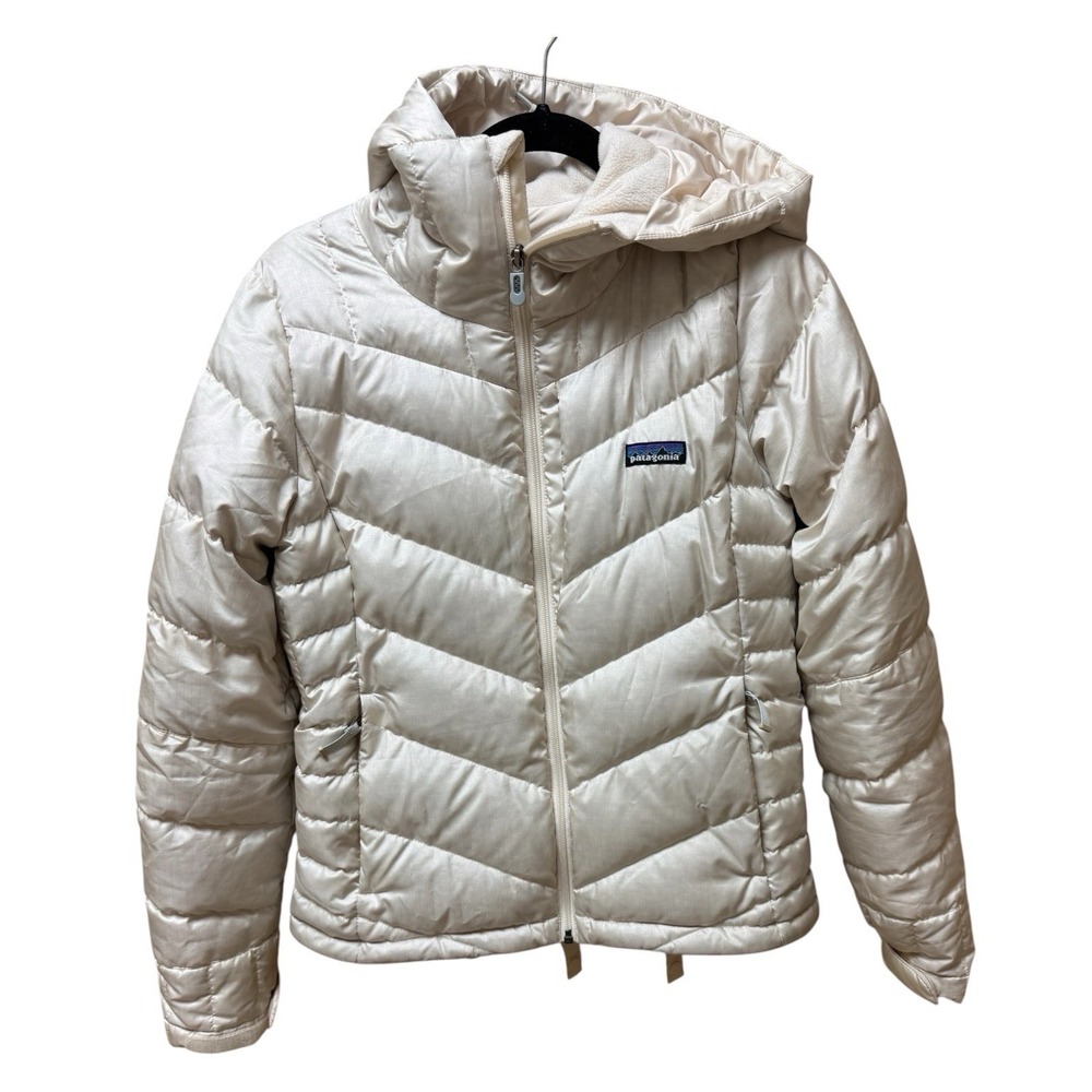 Patagonia Pipe Down Puffer Jacket Hoodie Ivory Down Ski Sz S